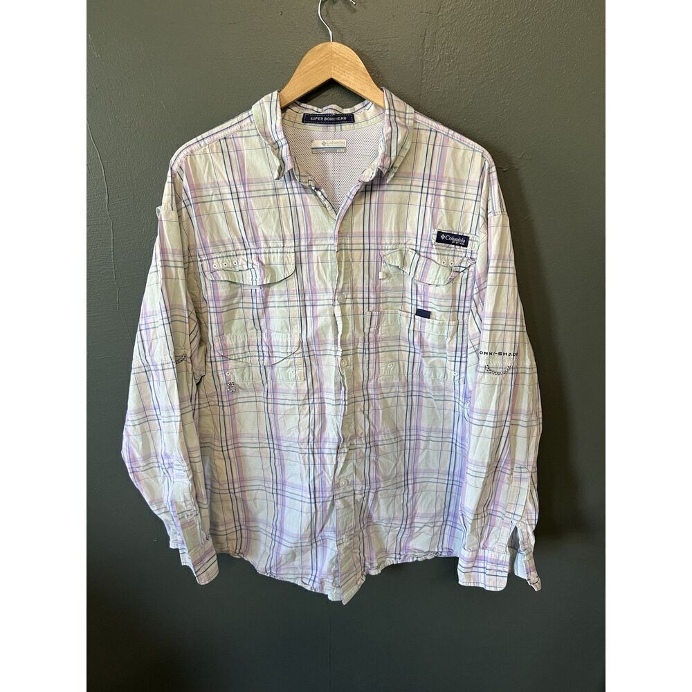 Columbia Mens Multicolor Long Sleeve Button Up Shirt Outdoor Double Pocket XL